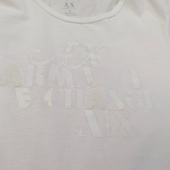 Armani Exchange Size Small White Signature Tee - Picture 4 of 12